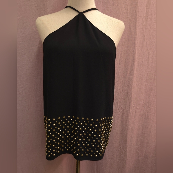 GUESS by Marciano Women's Cosmo Gold Stud Open-Back Halter Tank- Black- L NWT - Picture 4 of 12